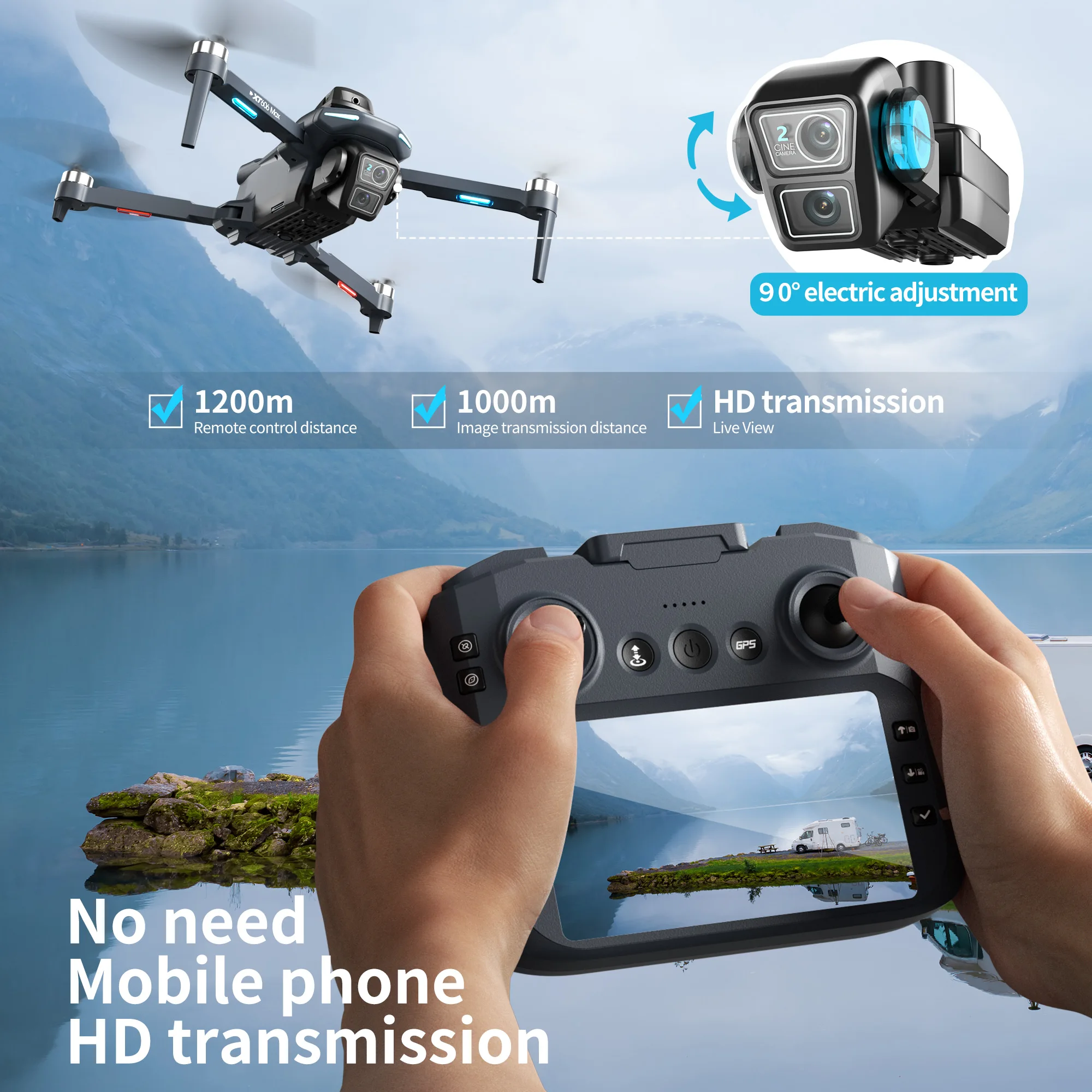 Original XT606 MAX GPS Drone H - Drone Gps Mount ulasan dan harga